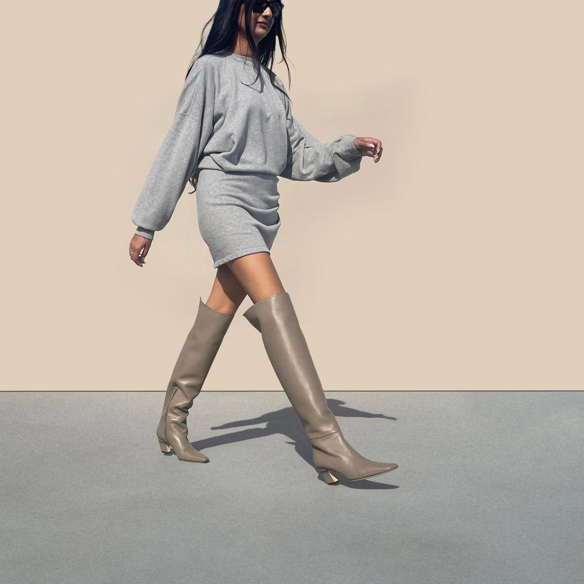 long sleeve dress with thigh high boots MEG OVER THE KNEE BOOT 38.5