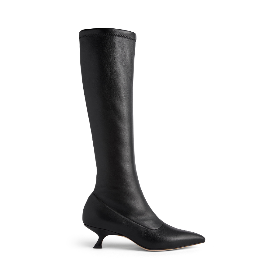 Stretch leather knee high boots sale