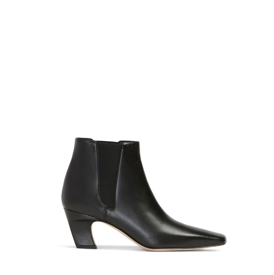 Neil J Rodgers Tik ankle boot with a unique angled toe and curved heel made from classic black Italian Vitello calf leather