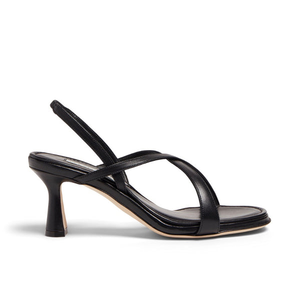 Betty Square Toe Leather Heeled Sandals Black | ALLSAINTS US