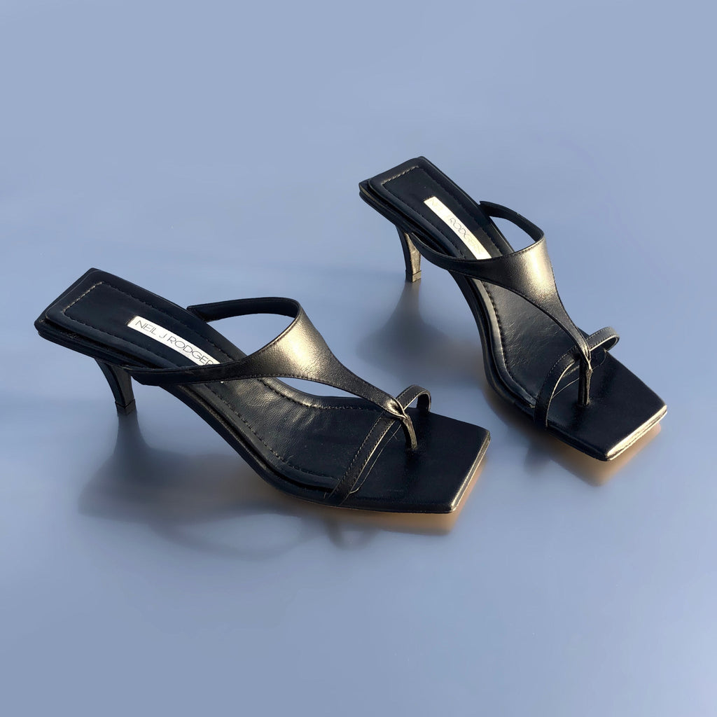 Two Strap Total Black Leather Sandals. Apostasy Sandals -  Sweden